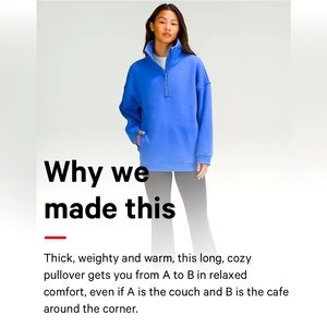 💙💜lululemon thick fleece 1/2 zip XS/S